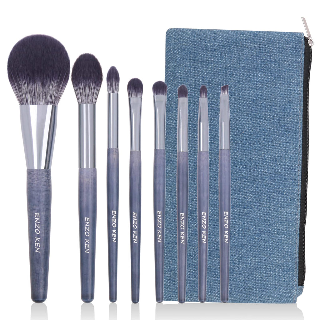ENZO KEN Natural Purple Badger Hair Makeup Brushes Set with Canvas Makeup Brush Bag Cosmetic Brushes Makeup Set Professional with Case Natural Makeup Brushes Natural Bristle Makeup Brushes - ShuiMo