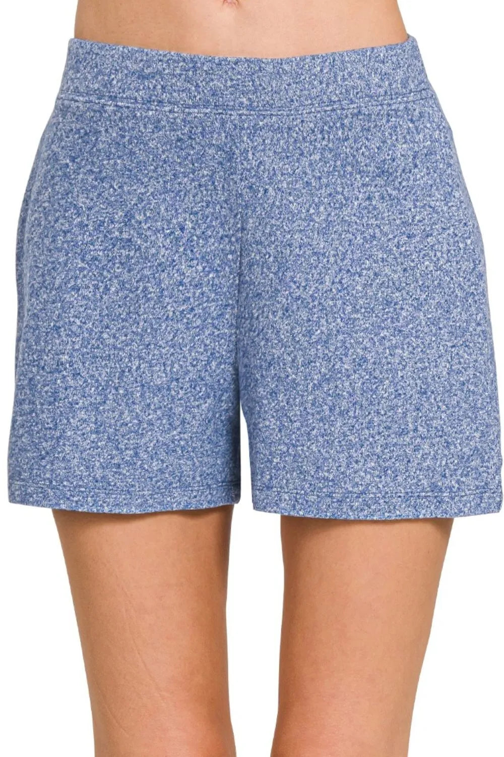 Melange Hacci Knit High Waist Elastic Shorts