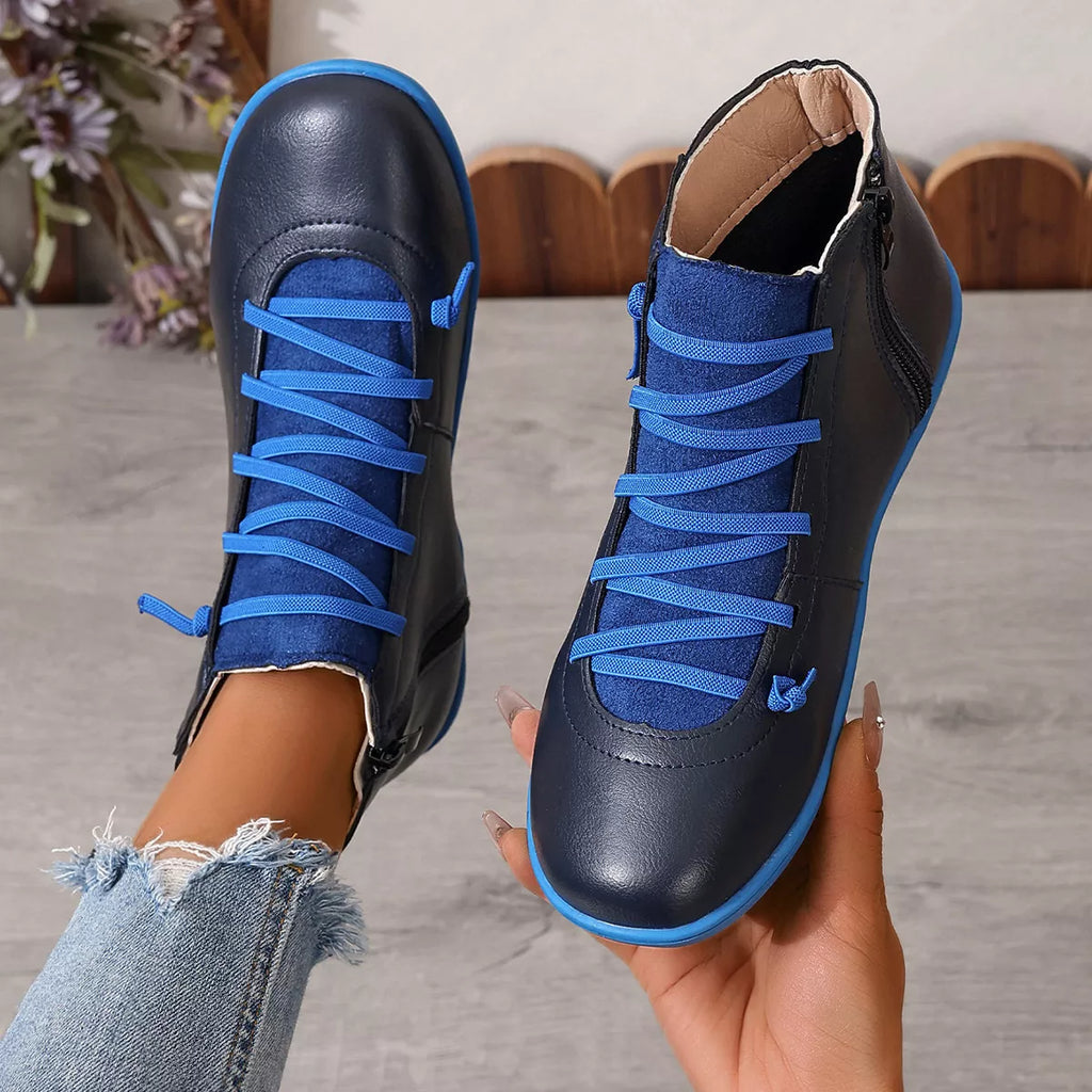 Lace-Up Faux Leather Ankle Boots