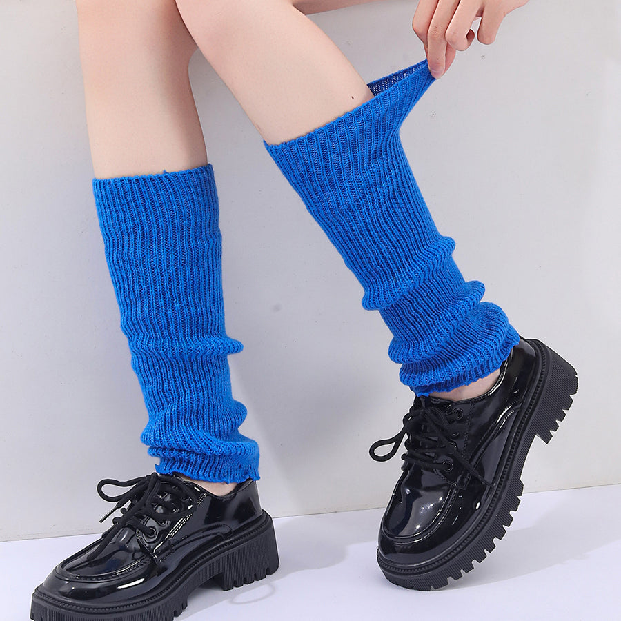 Winter Fashion Ribbed Knitted Hot Sale Harajuku Neon Long Socks Winter Boot Gaiters Clubwear Women Girls Japanese Lolita Leg Warmer