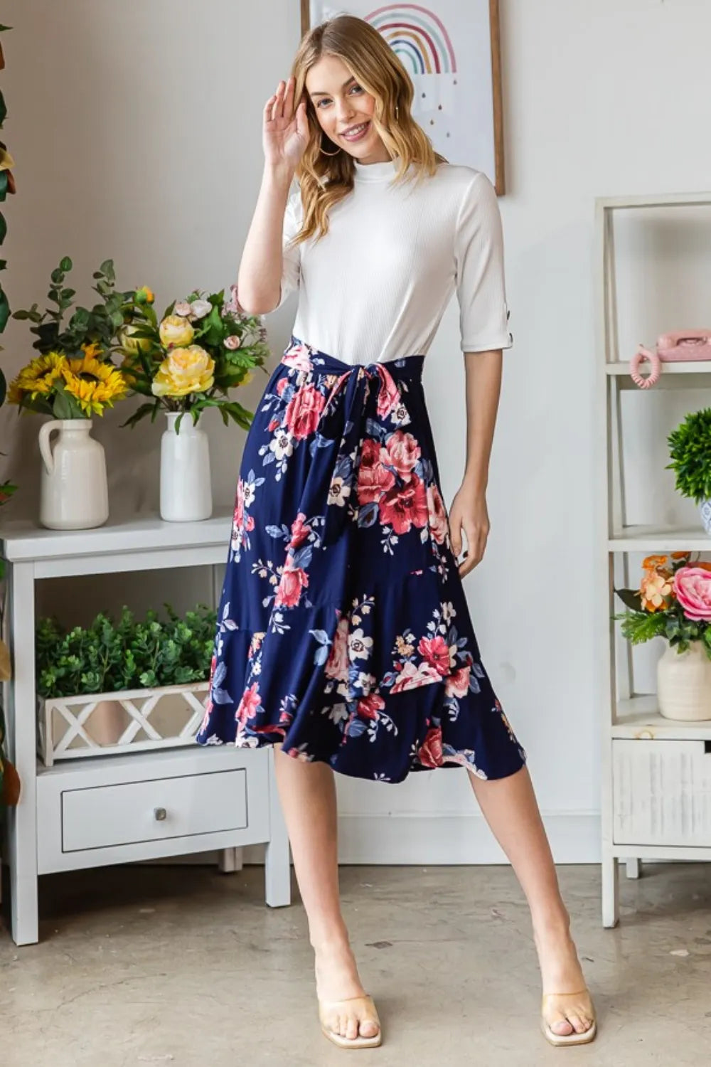 Reborn J Floral Wrap Ruffled Dress