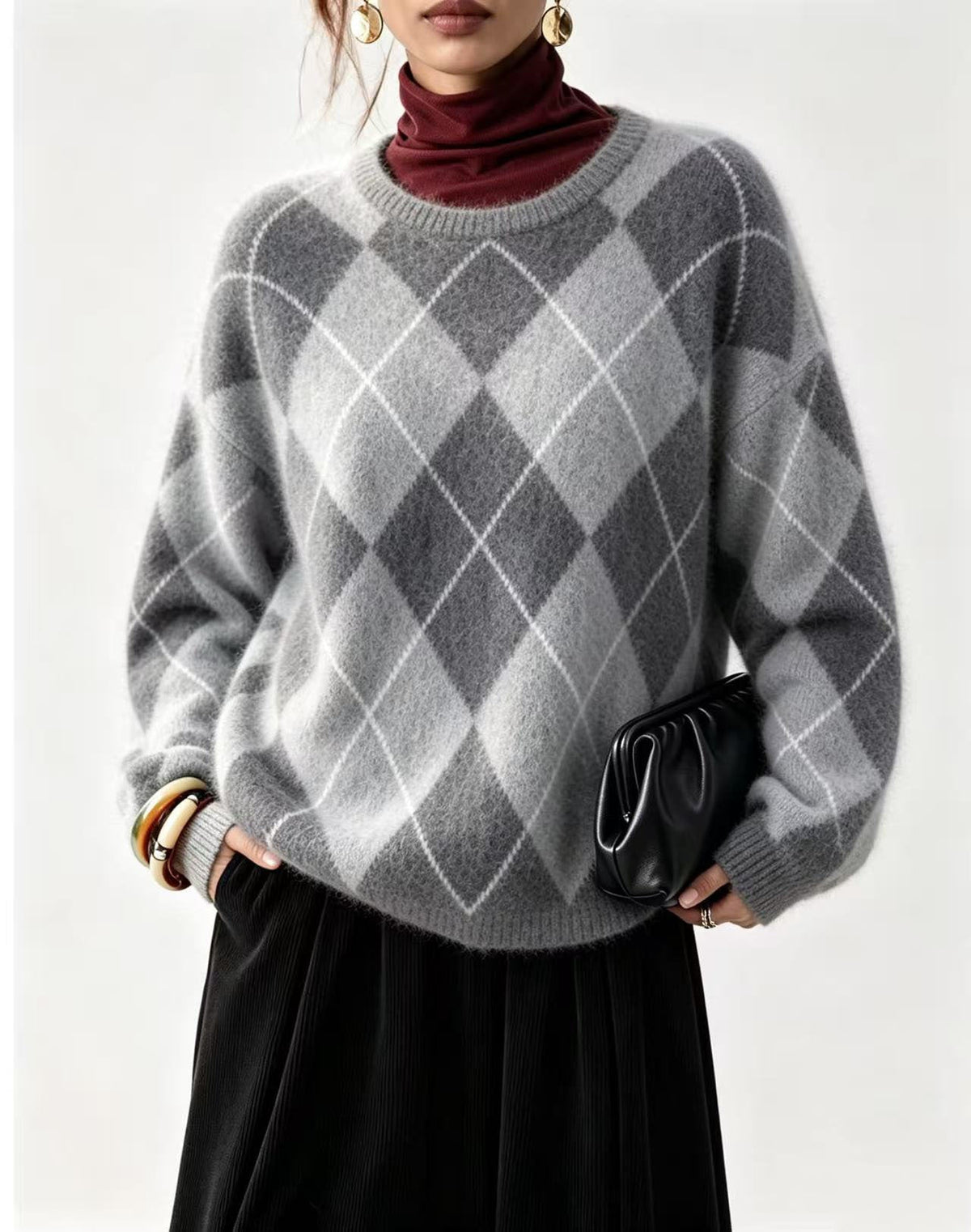 Women's Loose-fitting Mink Fur Crew-neck Sweater