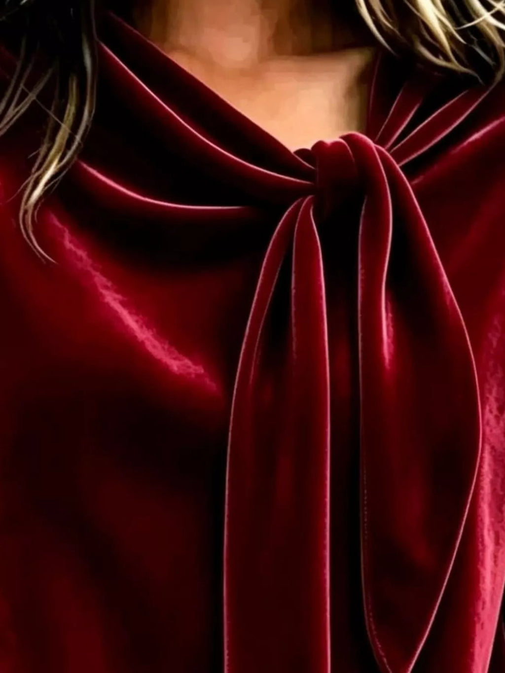 Velvet Tie Front Long Sleeve Sweatshirt