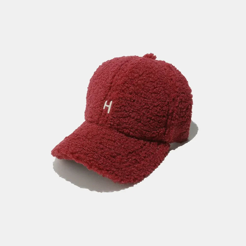 Sherpa Baseball Cap with Embroidered Letter H