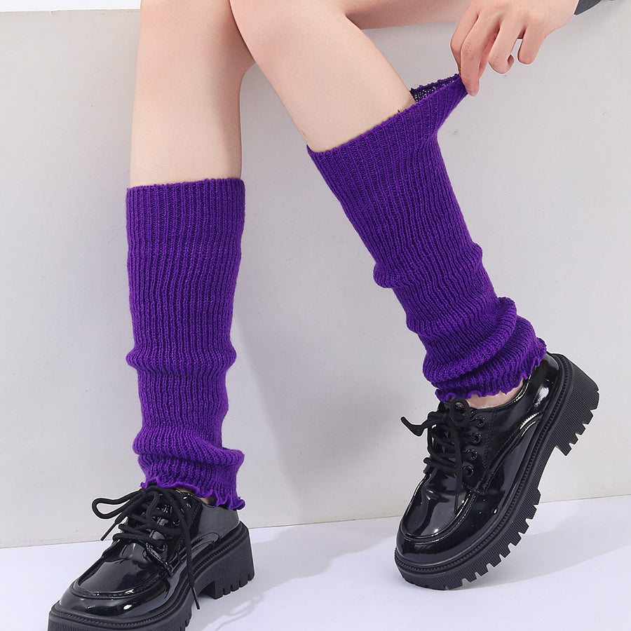 Winter Fashion Ribbed Knitted Hot Sale Harajuku Neon Long Socks Winter Boot Gaiters Clubwear Women Girls Japanese Lolita Leg Warmer