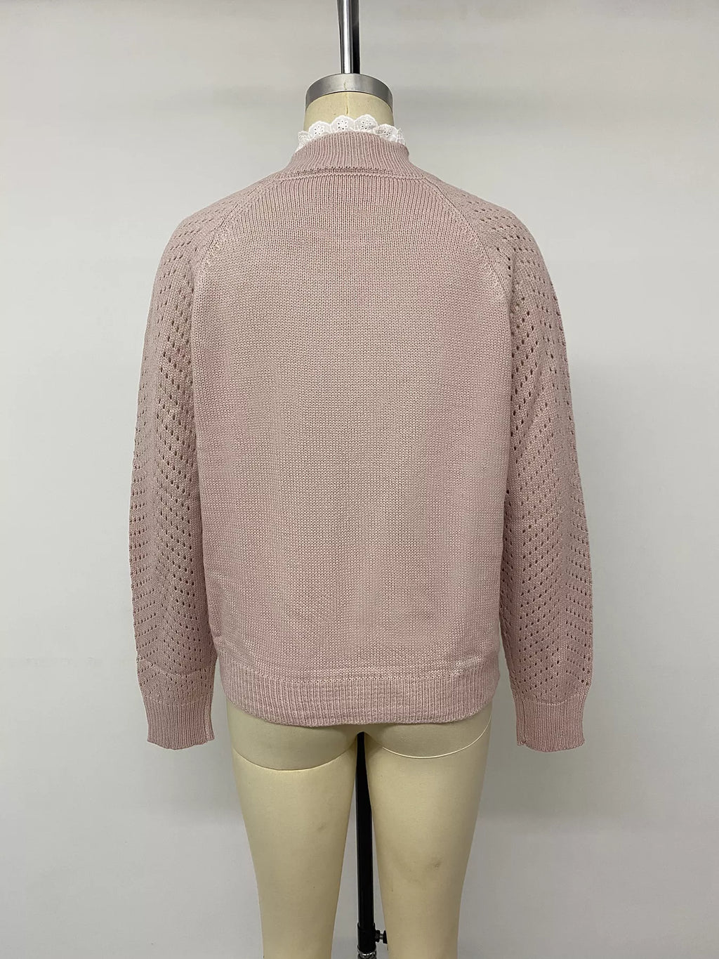 Openwork Mock Neck Sweater