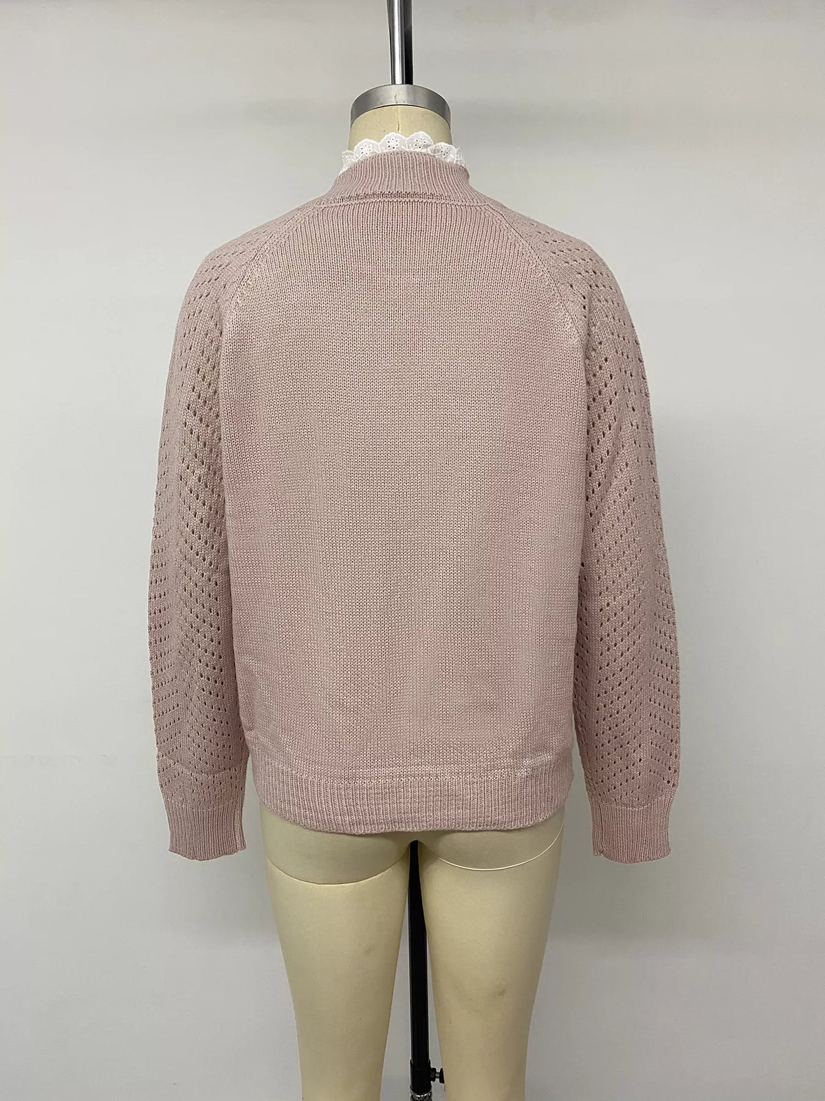 Openwork Mock Neck Sweater