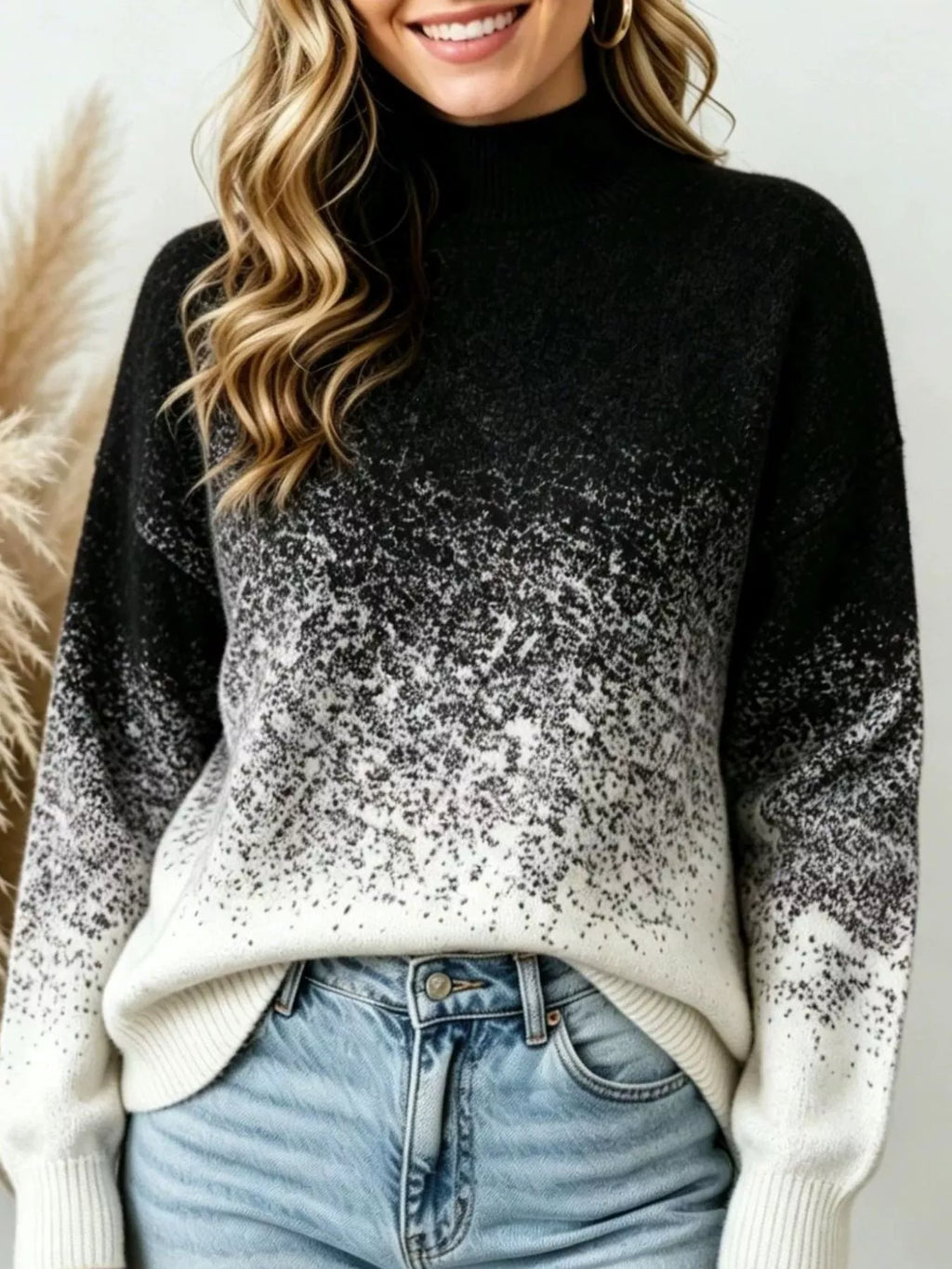 Gradient Turtleneck Long Sleeve Sweater