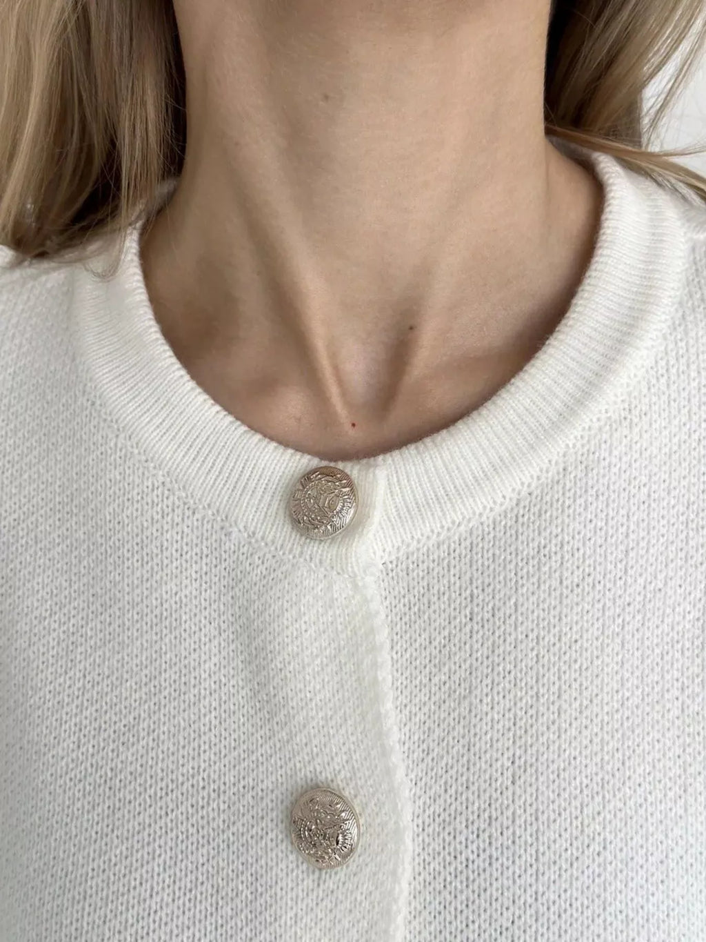 Crew-Neck Button Down Cardigan