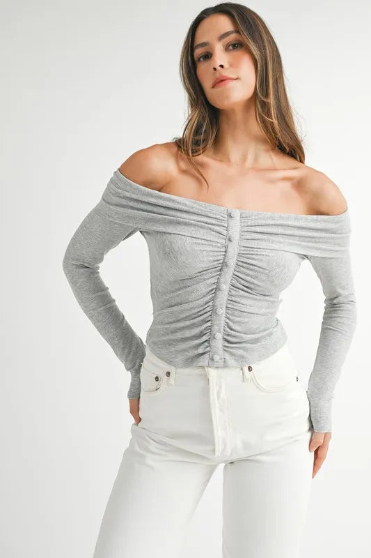 MABLE Off-Shoulder Long Sleeve T-Shirt