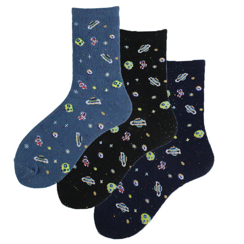 Women's Cotton Socks Cosmic-themed Creative Floor-length Stockings