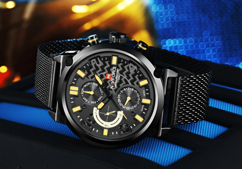 Men's Multifunction Analog Quartz Watches Waterproof Wrist Watch With Stainless Steel Mesh Band Excellent Design Perfect Gift