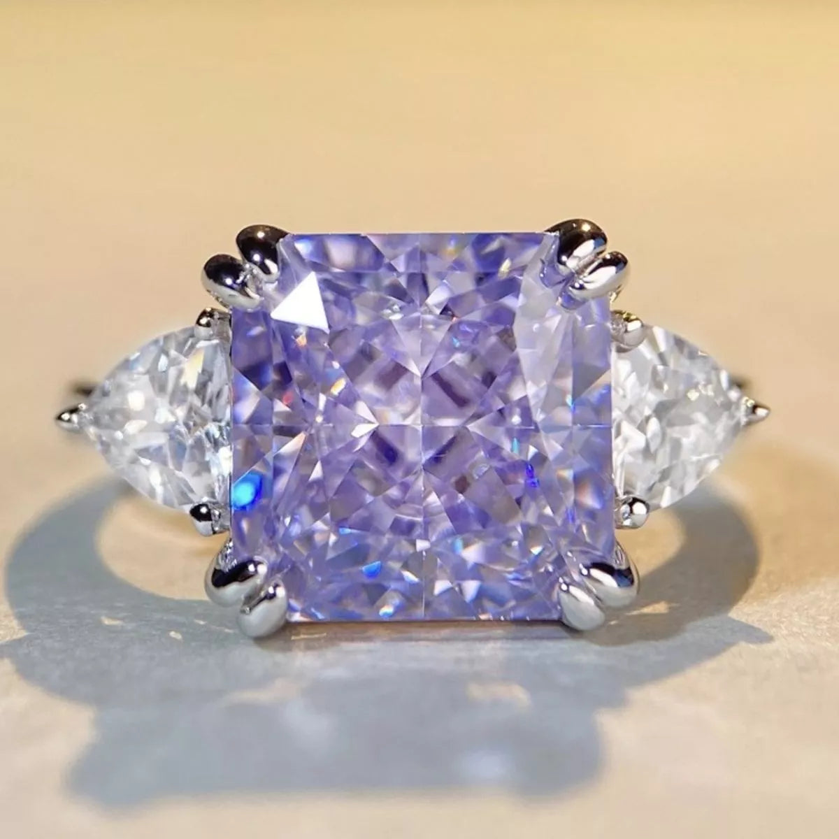 925 Sterling Silver Zircon Geometric Ring