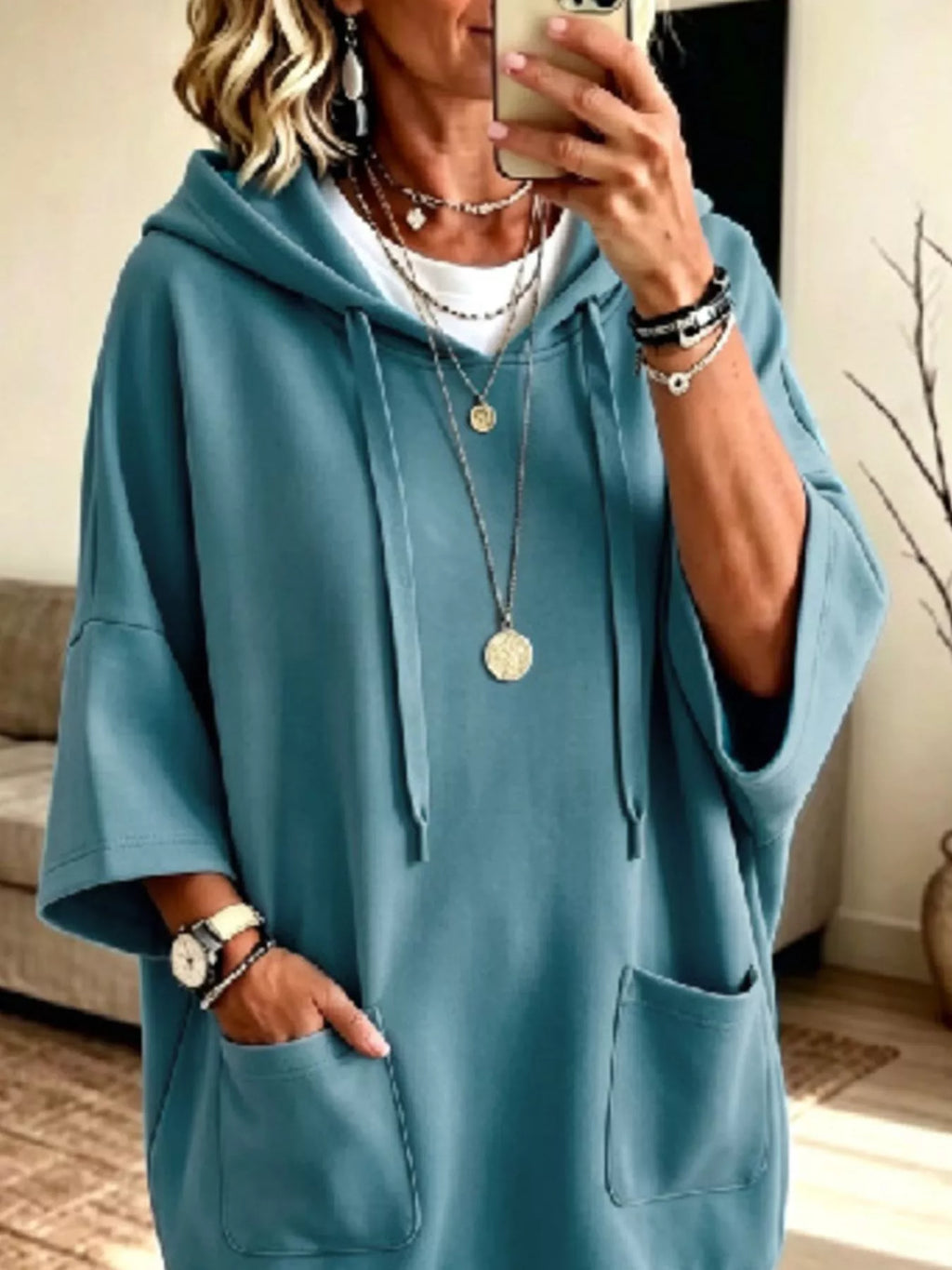 Full Size Drawstring Oversized Front Pockets Oversized Hoodie Plus Size