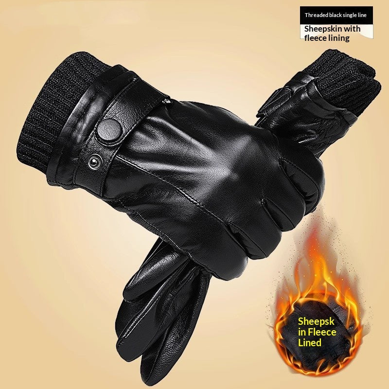 Genuine Leather Gloves With Fleece Lining For Extra Warmth And Waterproof Protection