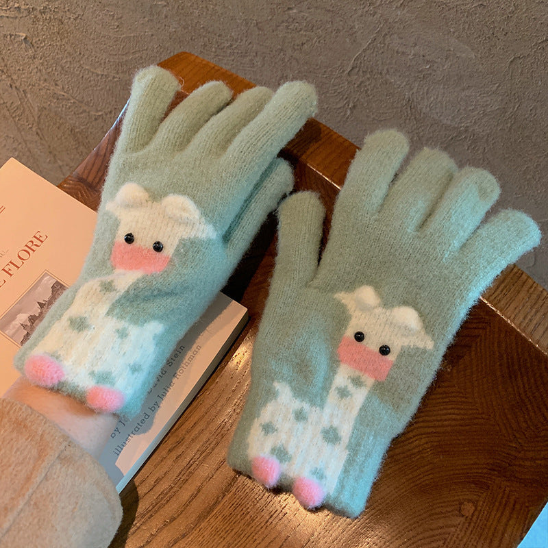 Winter Fingerless Knitted Gloves Touchscreen Warm Windproof