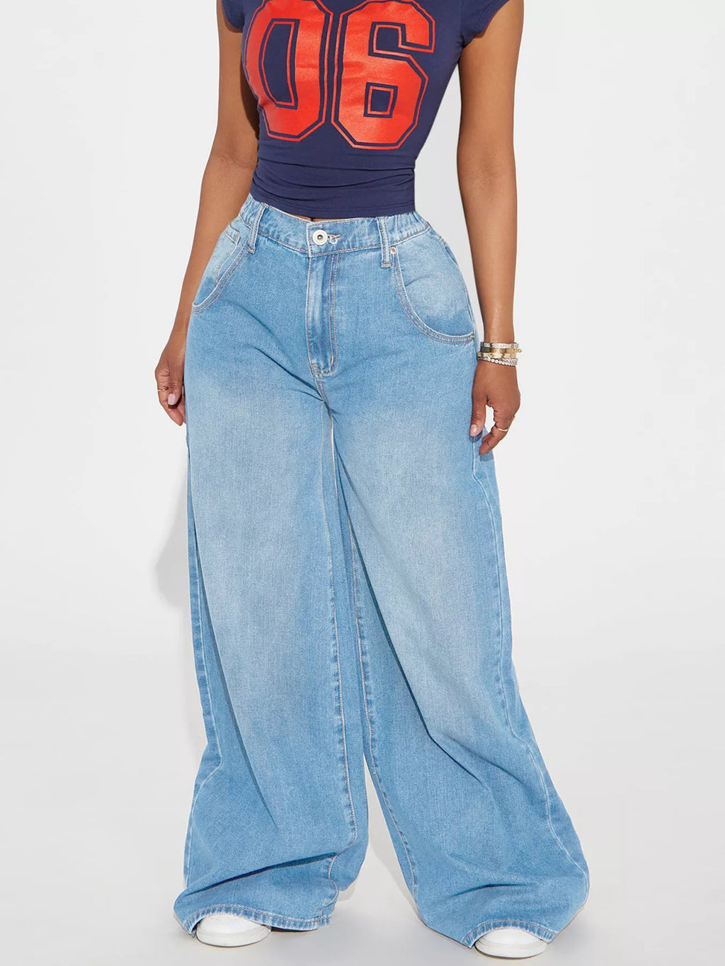 Full Size High-Waisted Wide-Leg Jeans Plus Size