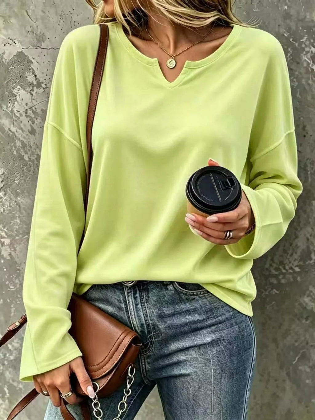 Full Size Solid Color Long Sleeve Loose T-Shirt Plus Size