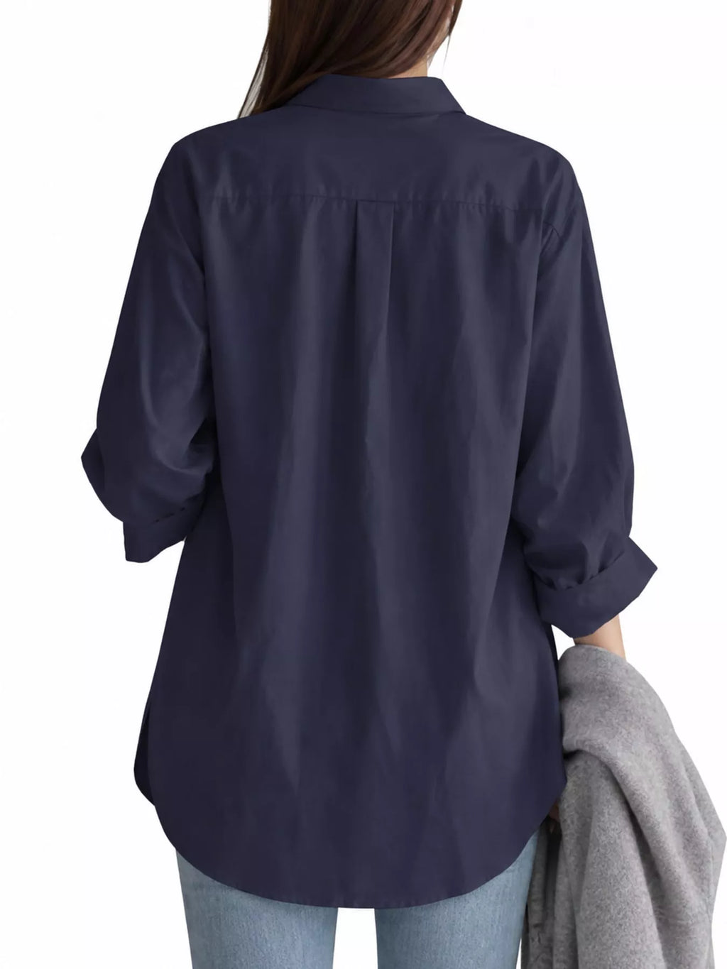 Full Size Oversized Button-Down Long Sleeve Shirt Plus Size