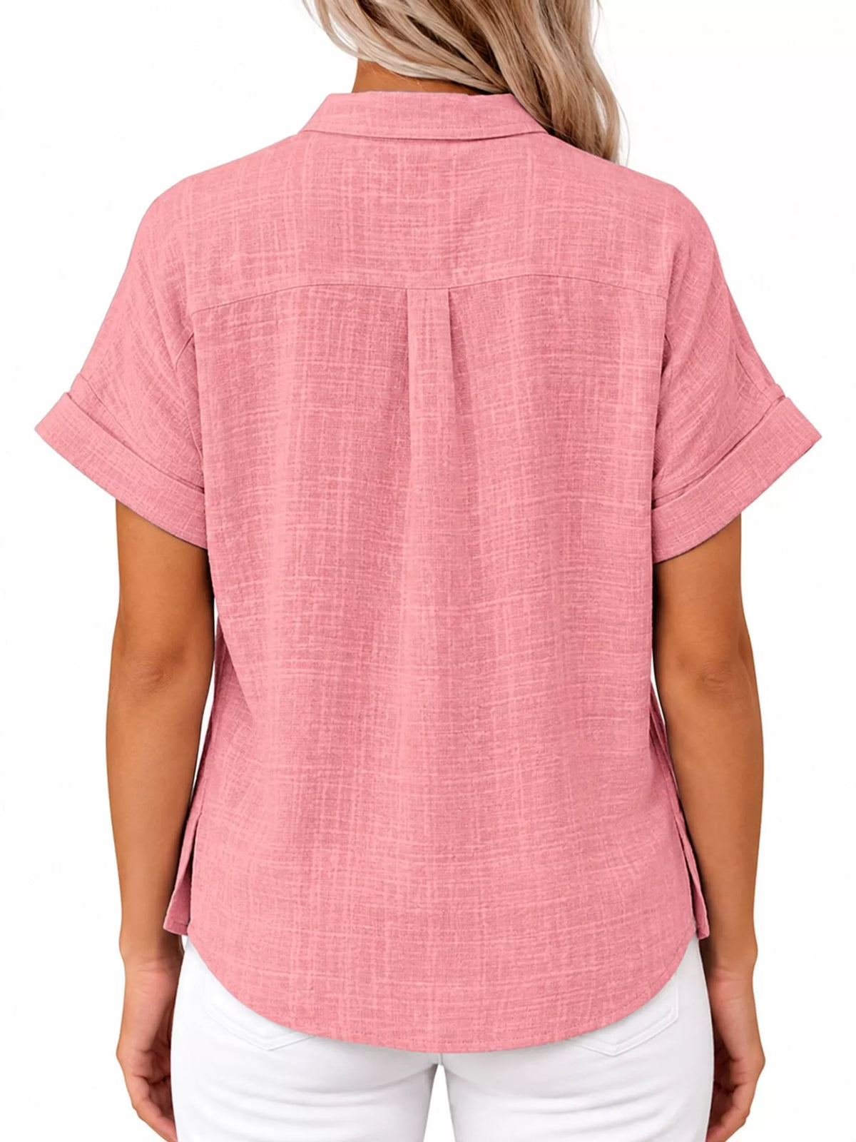 Full Size Button Up Short Sleeve Shirt Plus Size