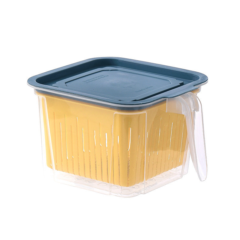 Refrigerator Double-layer Fruit And Vegetable Food Storage Container With Lid Drain And Refrigerate