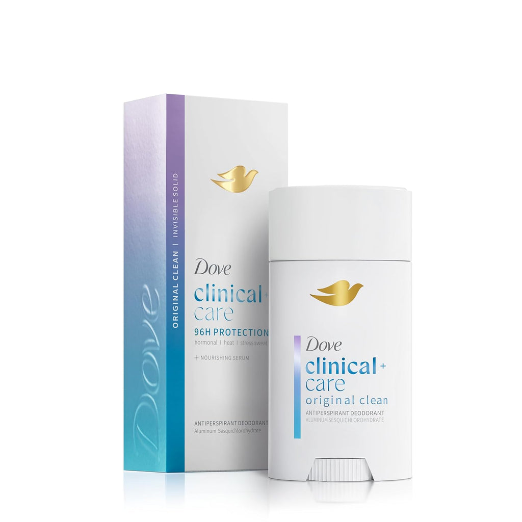 Dove Clinical + Care Antiperspirant Deodorant Invisible Solid Stick for Women Original Clean with Nourishing Serum 2.6 oz