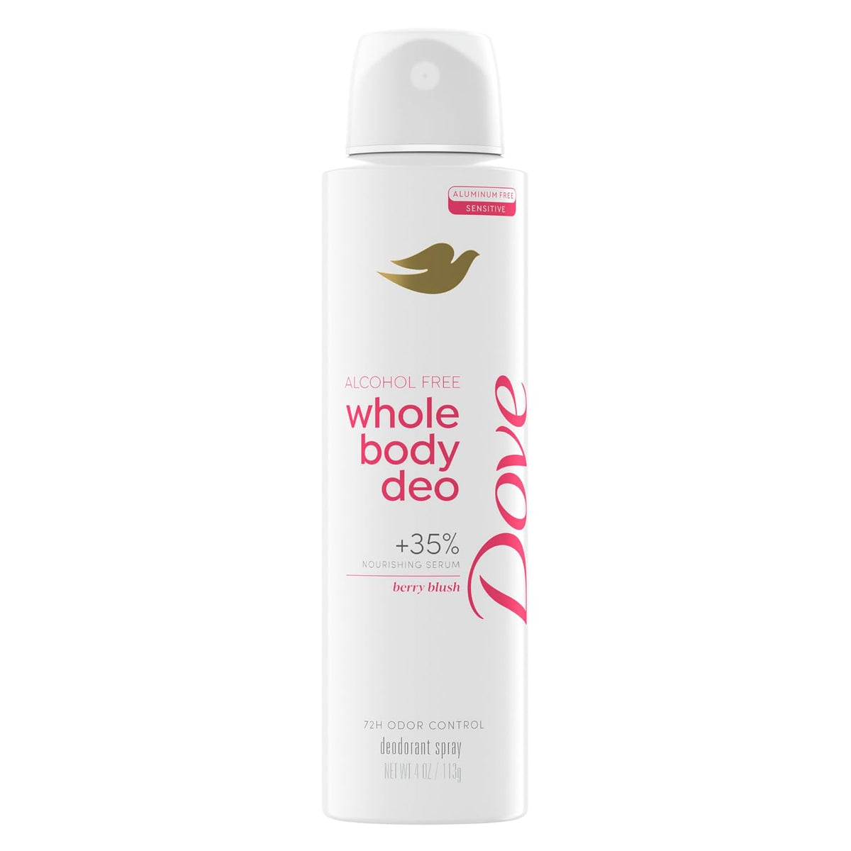 Dove Whole Body Deo Alcohol Free Deodorant Spray for Women Berry Blush 4 oz