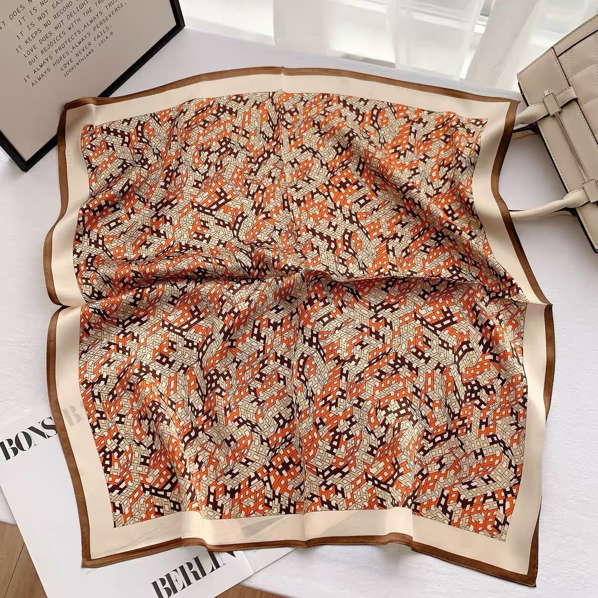 Square Scarf Womens Fashionable Small Neckerchief 70cm