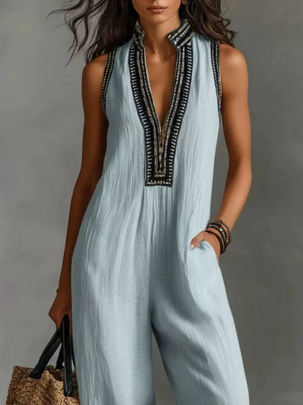 Full Size Sleeveless Wide-Leg Jumpsuit Plus Size