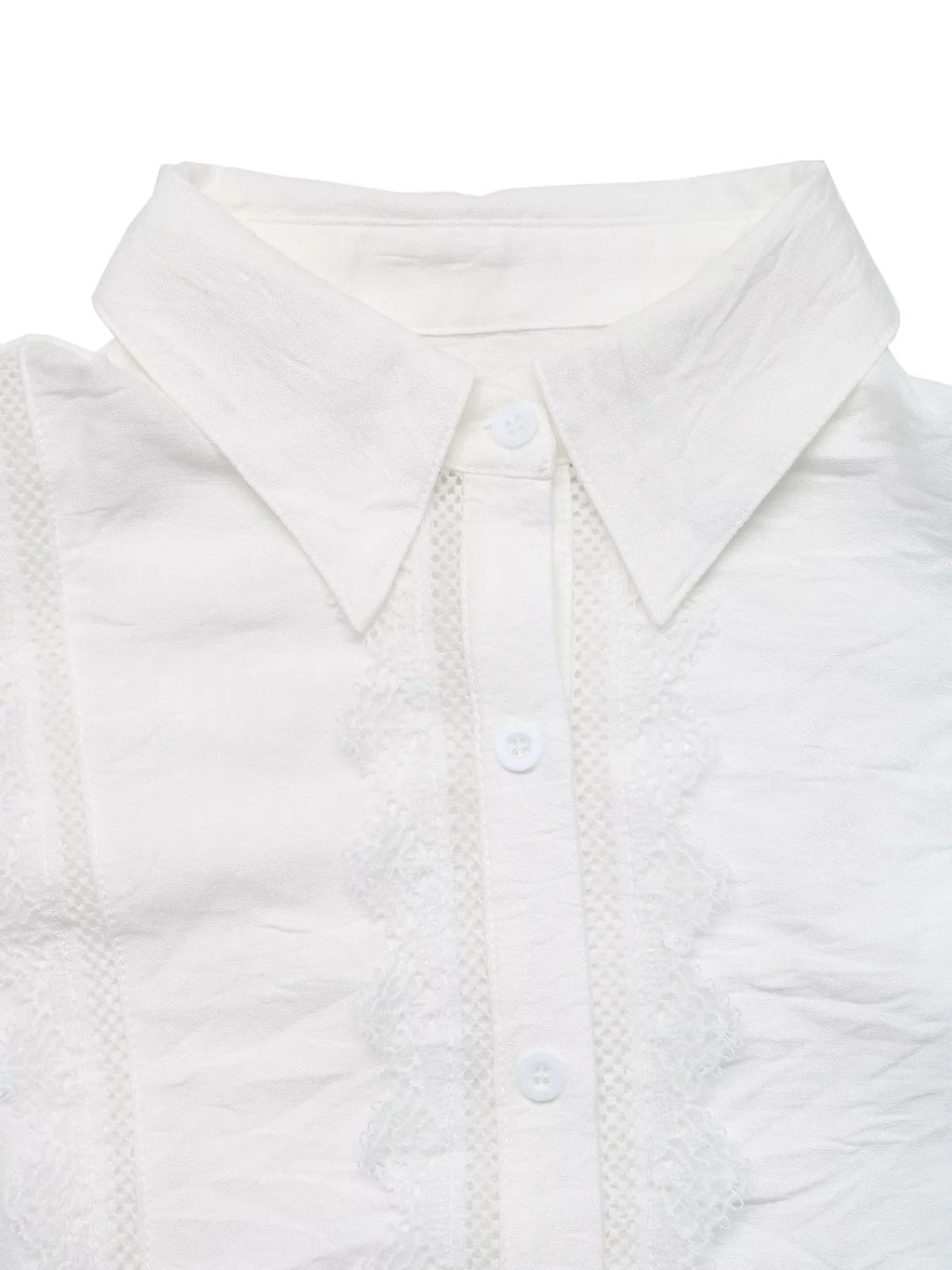Lace-Trimmed Button-Down Shirt