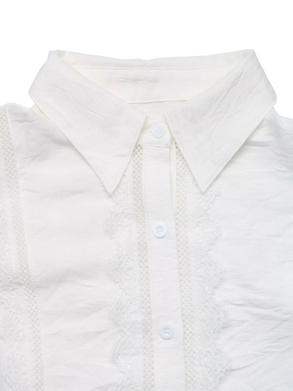Lace-Trimmed Button-Down Shirt