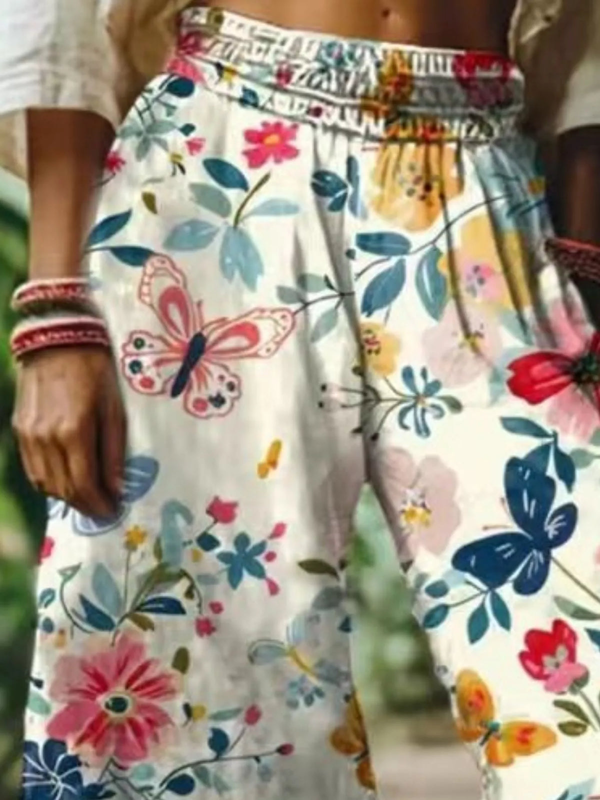Full Size Floral Wide-Leg Pants Plus Size