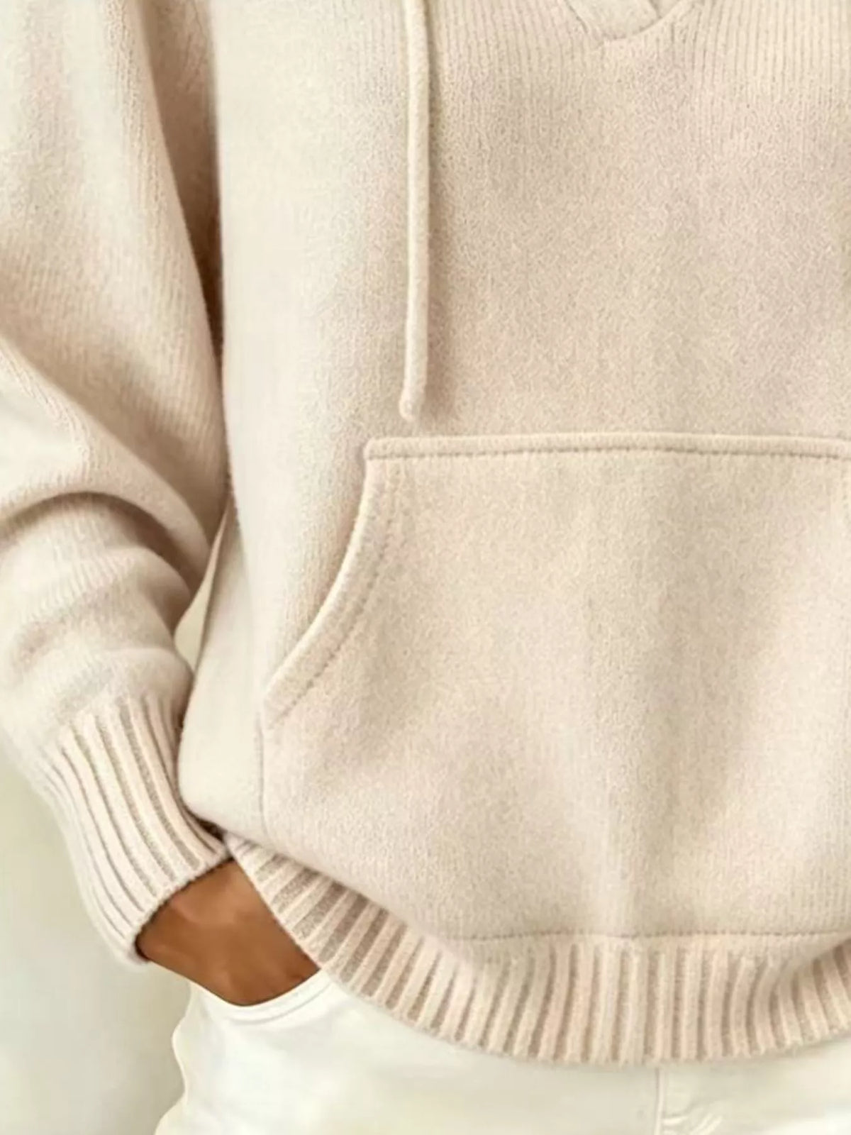 Drawstring Kangaroo Pocket Hooded Sweater