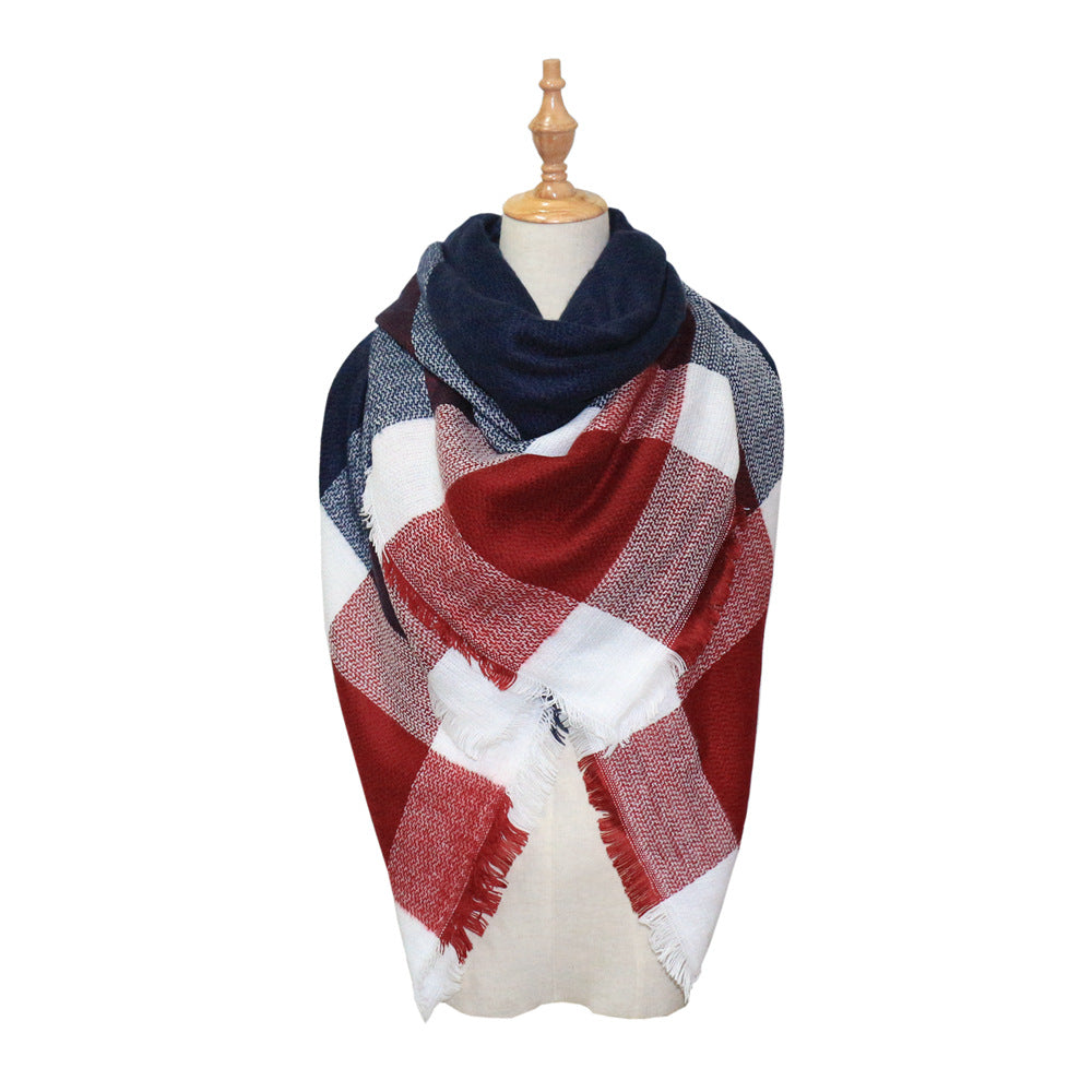 Plaid-print Versatile Neck Scarf Shawl