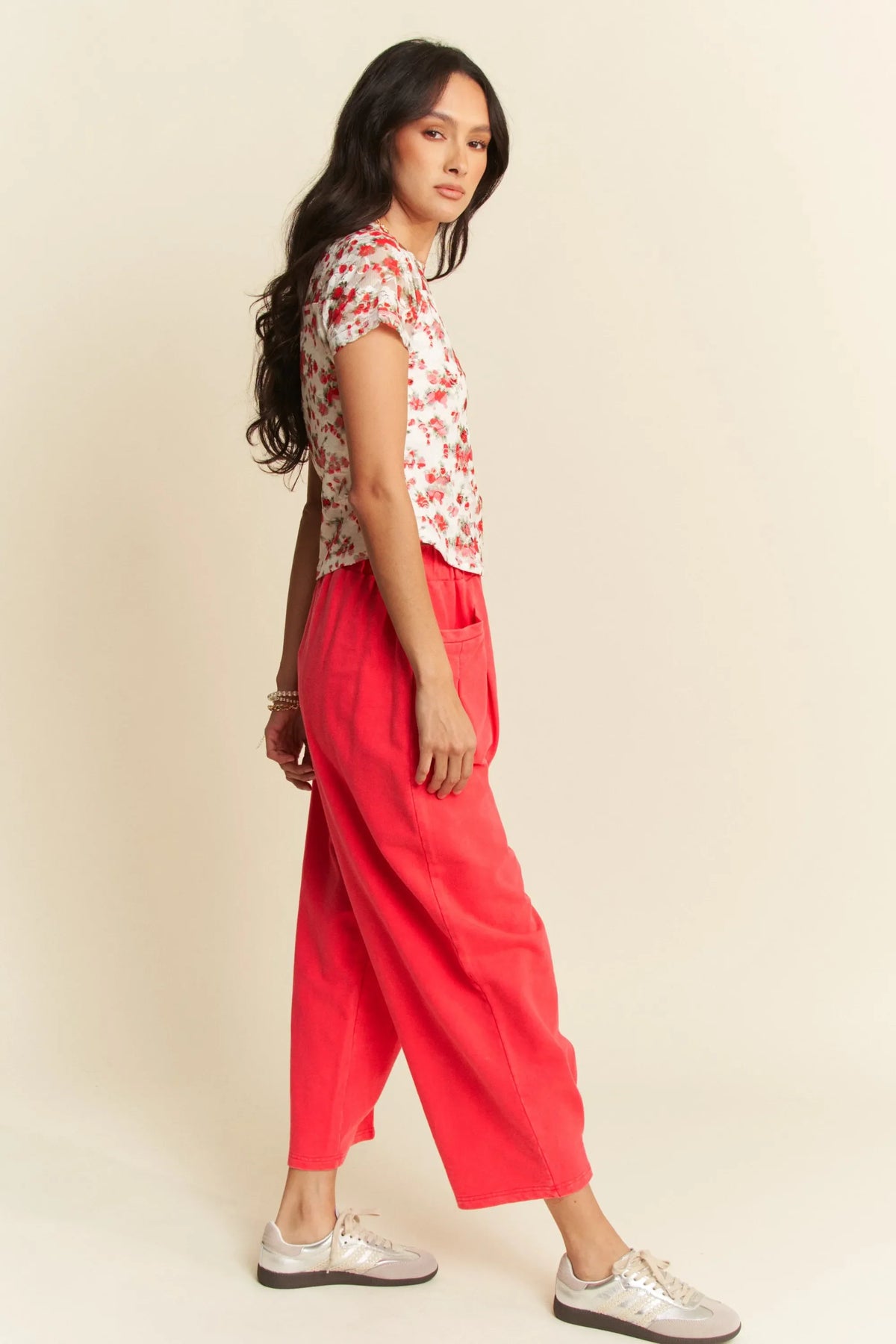 Davi & Dani Ribbon Short Sleeve Layered Mesh Top