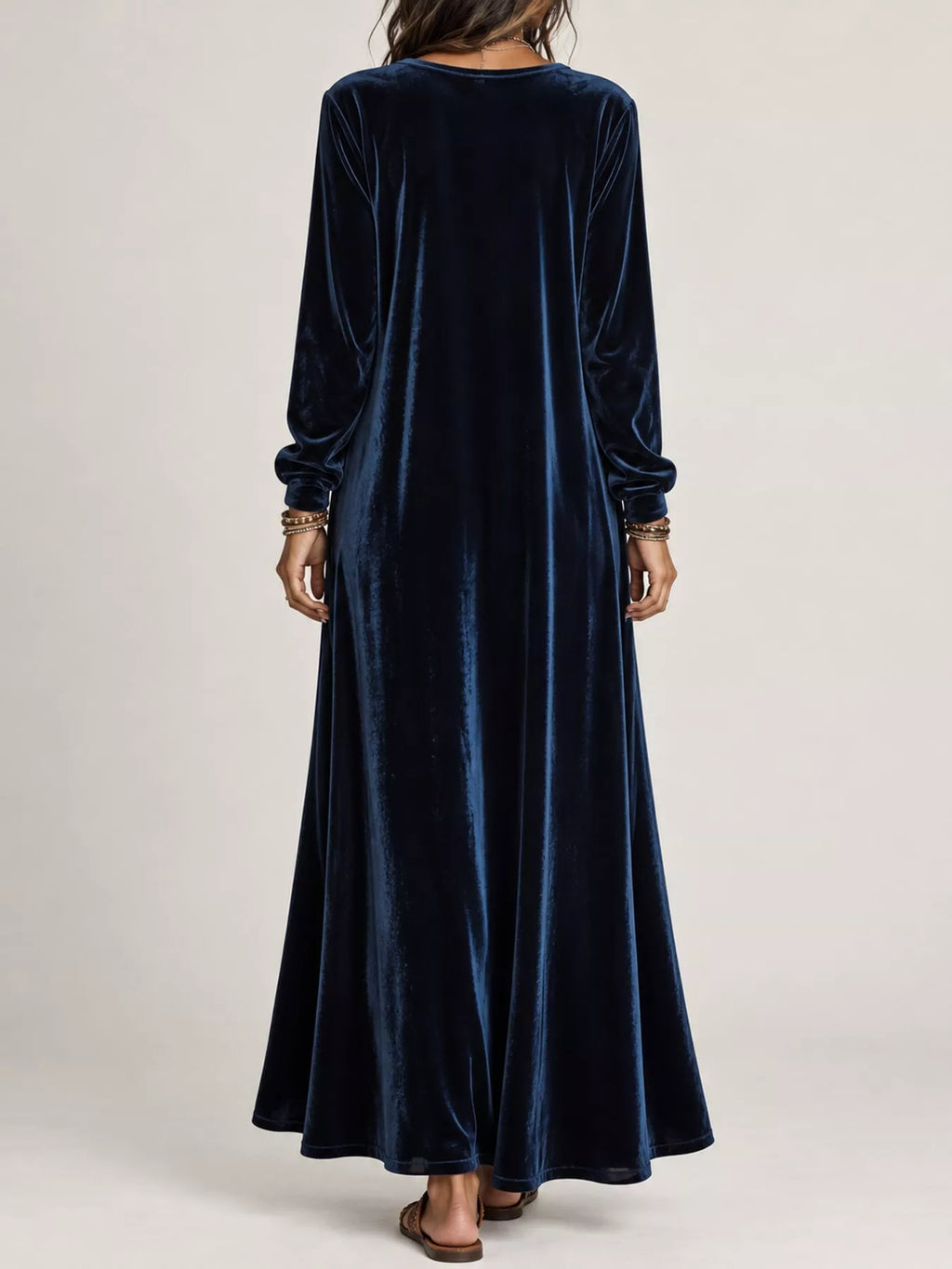Velvet Long-Sleeve Maxi Dress