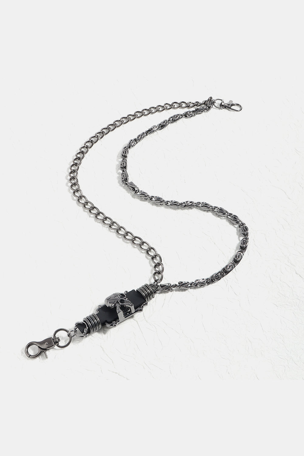 Double Layer Alloy Chain Belt with Skull Detail