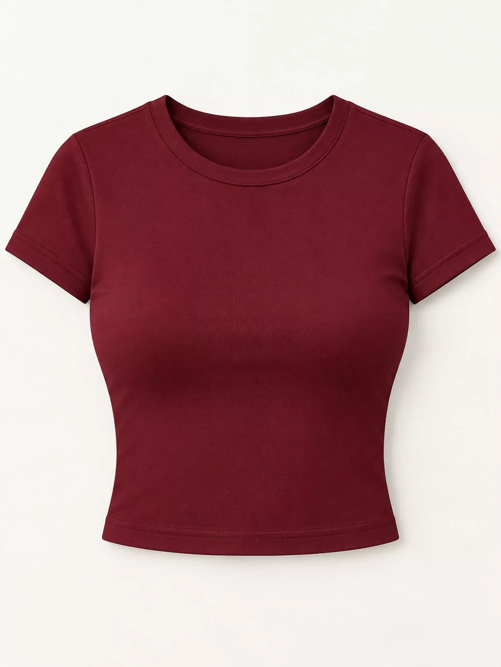 Slim Fit Basic Crew Neck Short Sleeve Crop T-Shirt