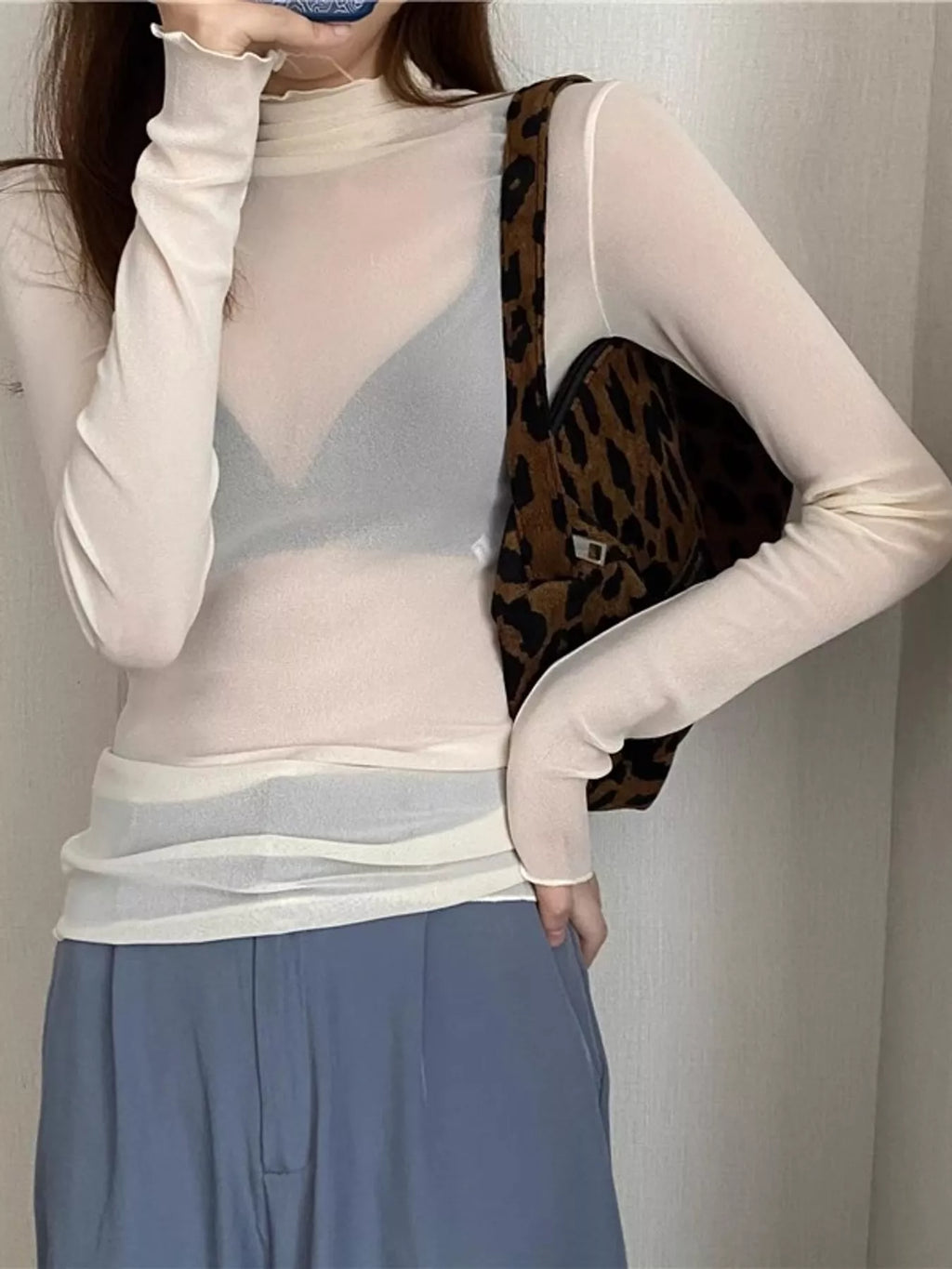 Turtleneck Long Sleeve Slim Fit T-Shirt