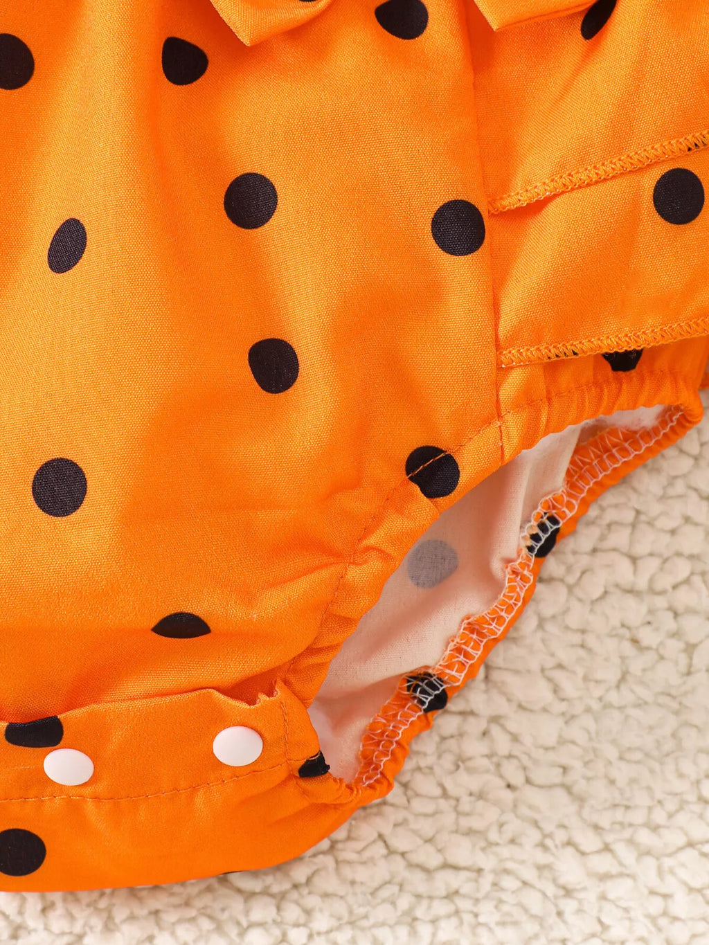 Children's Halloween Pumpkin Polka Dot Bodysuit and Headband Set