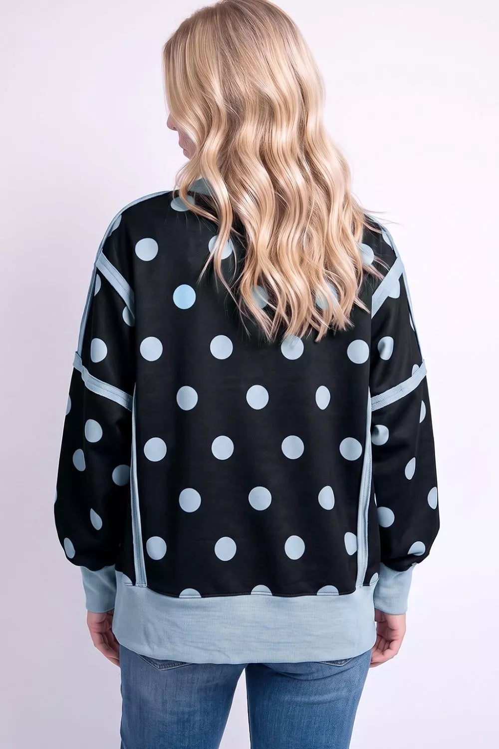 Polka Dot Crew Neck Sweatshirt