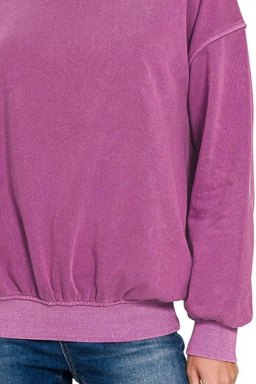Zenana Soft Fleece Pigment Dye Round-neck Sweatshirts