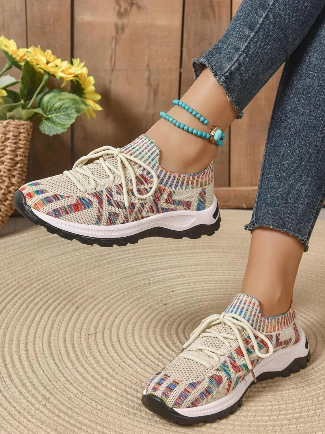 Mesh Knit Lace Up Athletic
