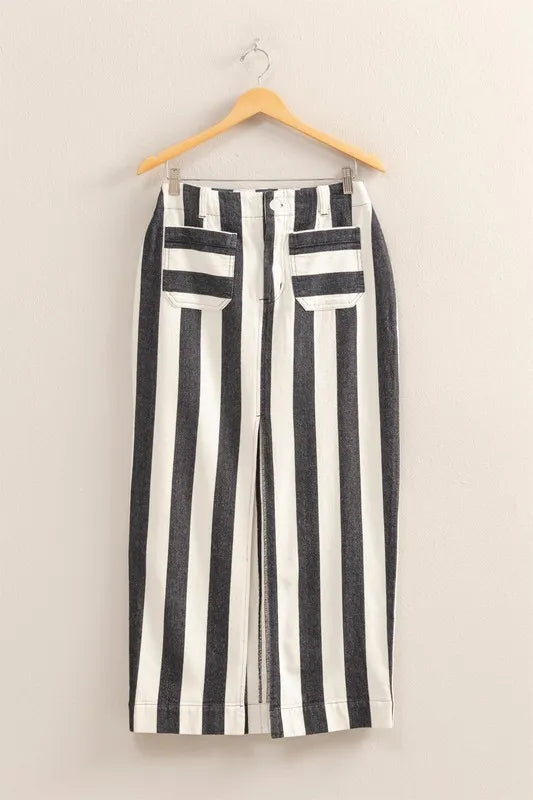 HYFVE Striped Pocket Detail Maxi Skirt