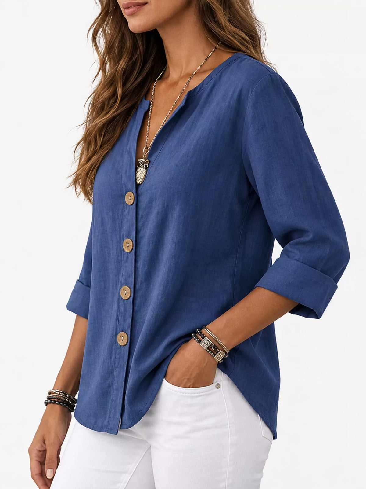 Notched Button Down Shirt