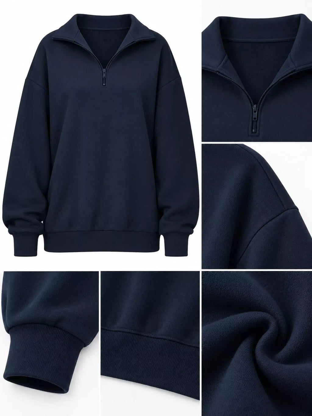 Full Size Quarter-Zip Dropped Shoulder Sweatshirt Plus Size
