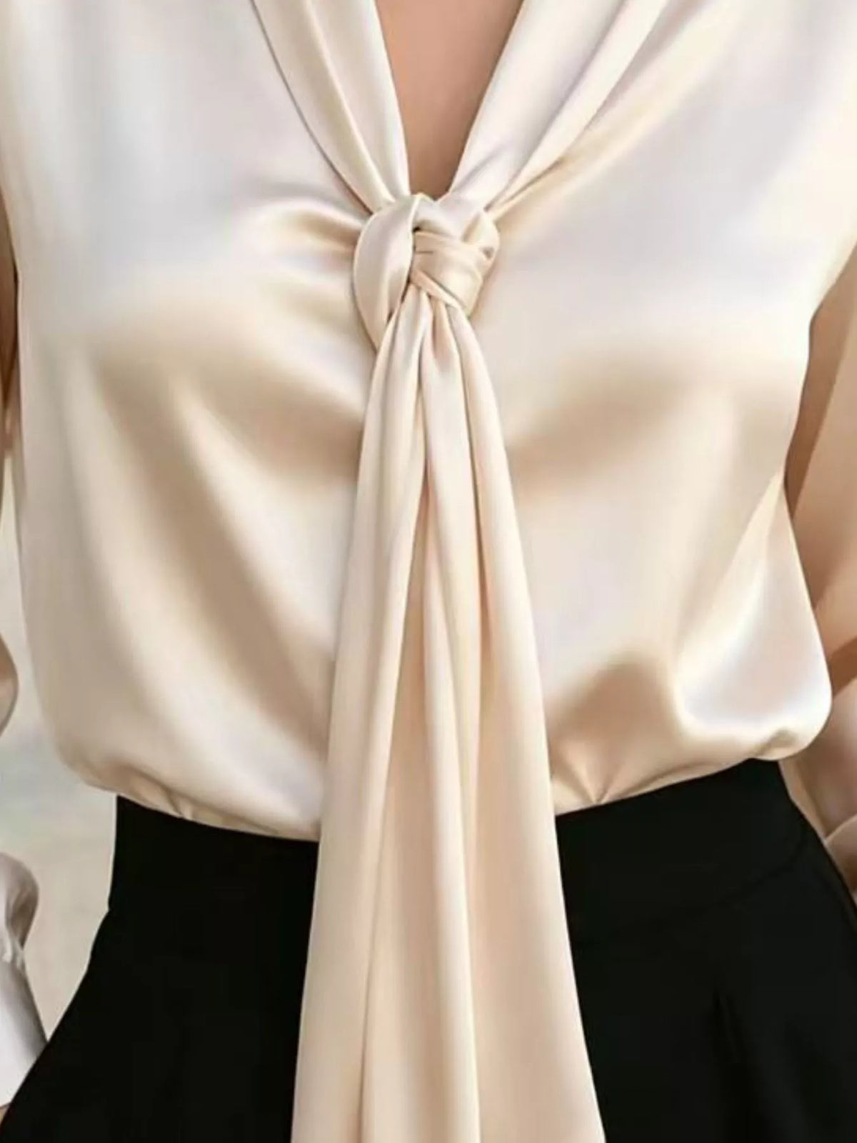 Front Tie Detail Satin Blouse