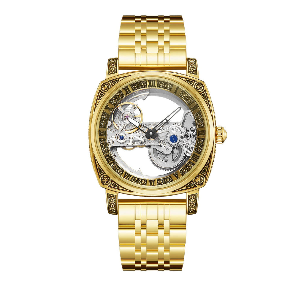 Relief-embossed Vintage Luminous Self-winding Mechanical Watch