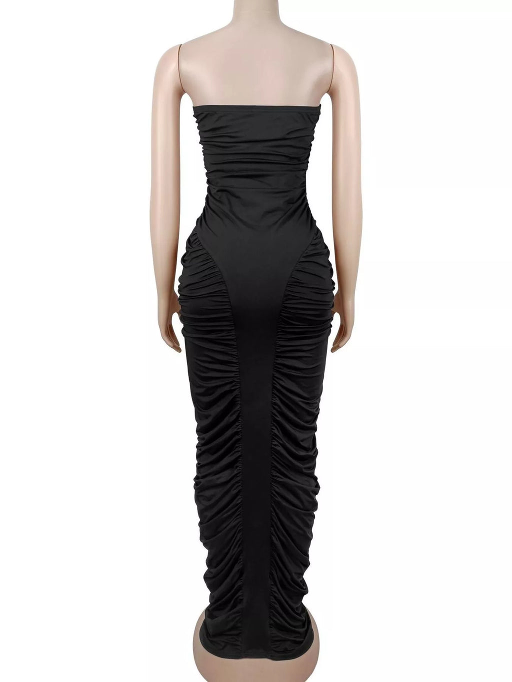 Strapless Ruched Bodycon Maxi Dress