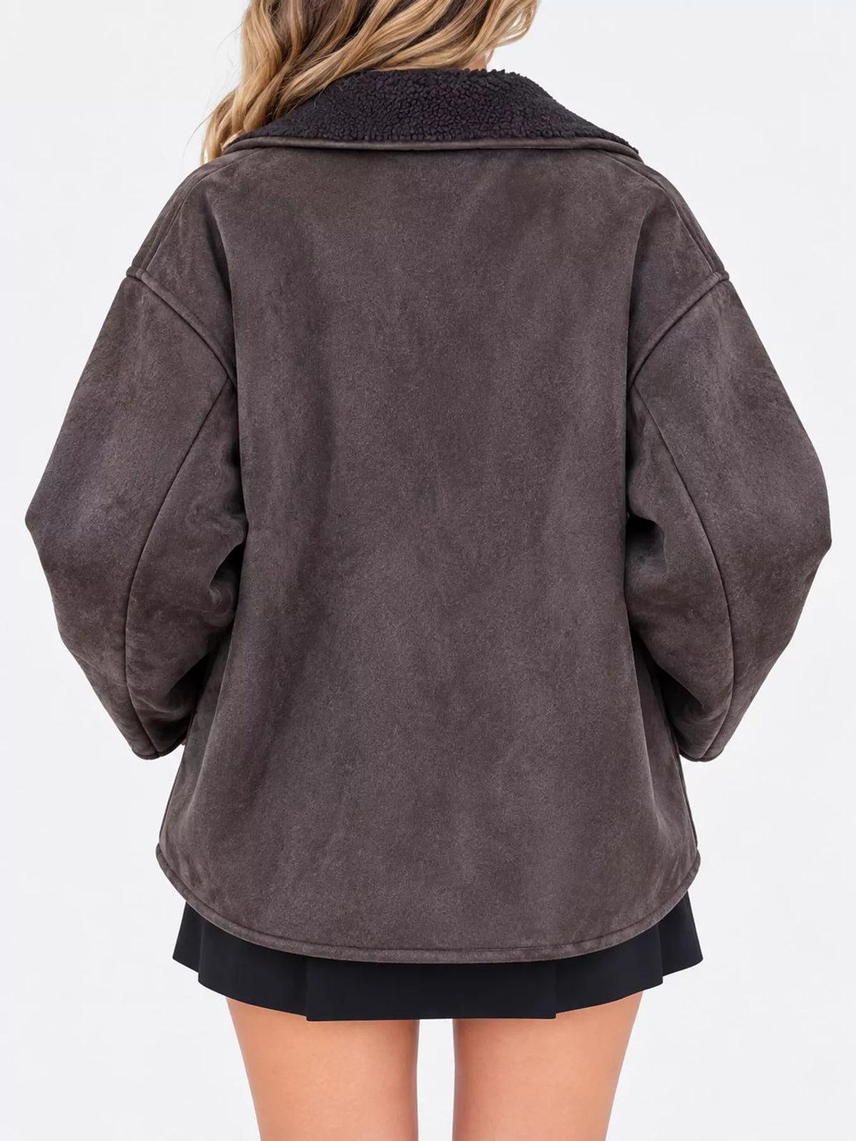 Sherpa Collar Dropped Shoulder Jacket